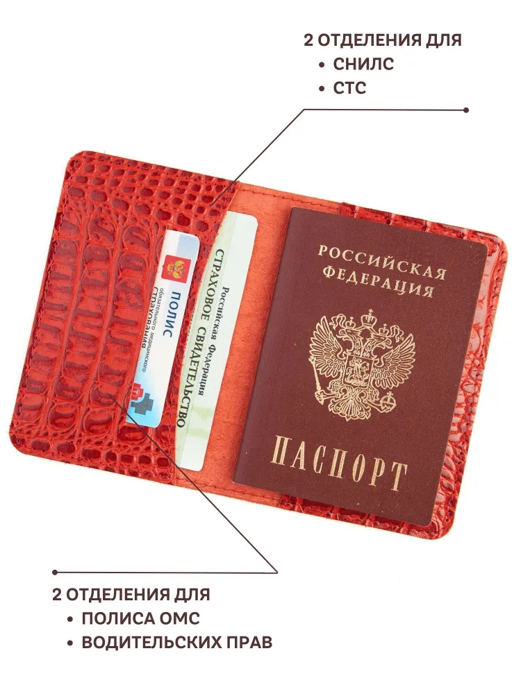 Подарочный набор из 4 предметов: обложка на паспорт, ключница карманная, картхолдер и футляр для очков.