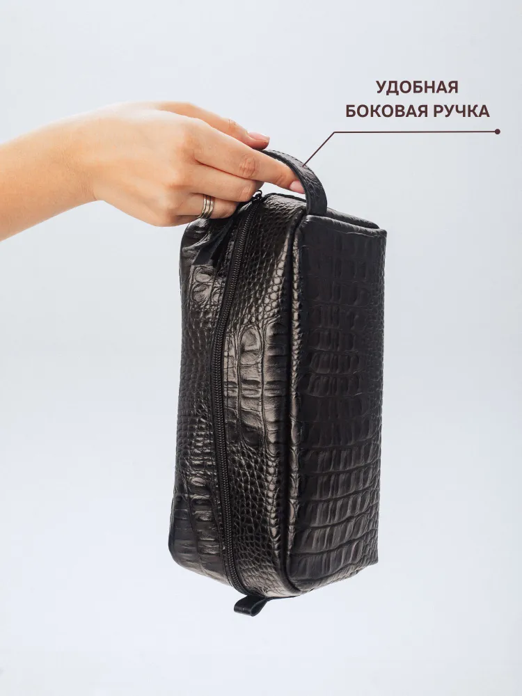 Косметичка дорожная большая из натуральной кожи. Распродажа.