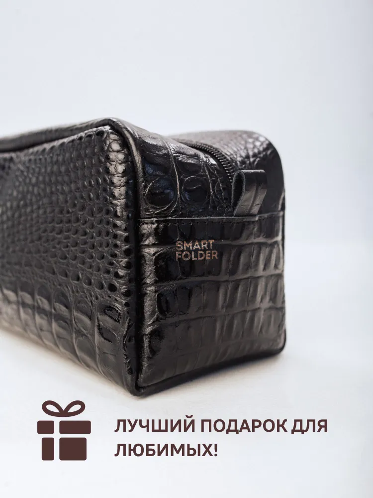 Косметичка дорожная большая из натуральной кожи. Распродажа.