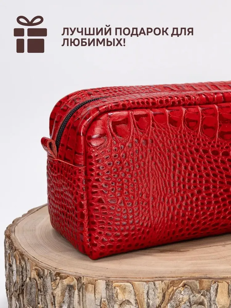 Косметичка женская дорожная большая и маленькая из натуральной кожи. Набор из 2 косметичек.
