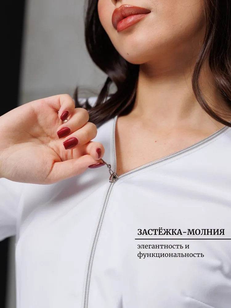 CAPRIZNAYA MODA Рубашка медицинская женская белая с коротким рукавом