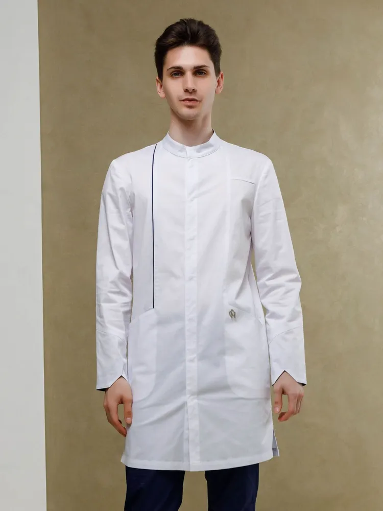 CAPRIZNAYA MODA Халат мужской медицинский белый на кнопках