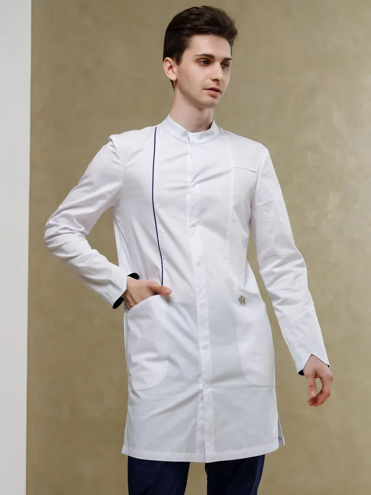 CAPRIZNAYA MODA Халат мужской медицинский белый на кнопках
