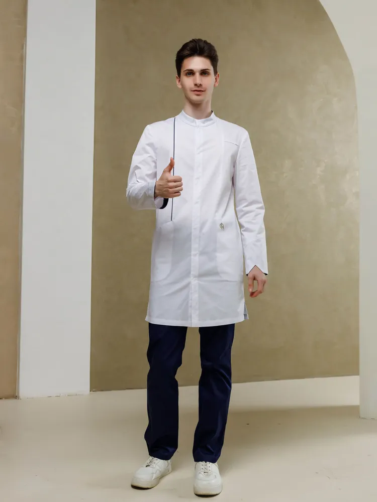 CAPRIZNAYA MODA Халат мужской медицинский белый на кнопках