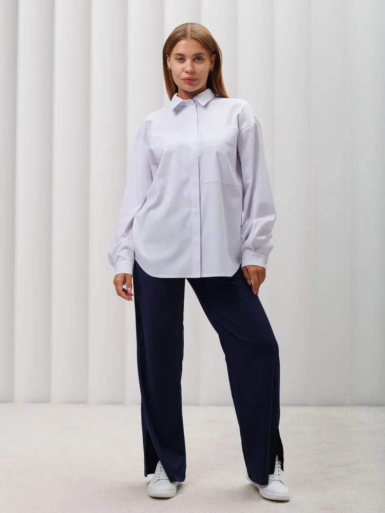 CAPRIZNAYA MODA Рубашка медицинская женская белая на кнопках с длинным рукавом