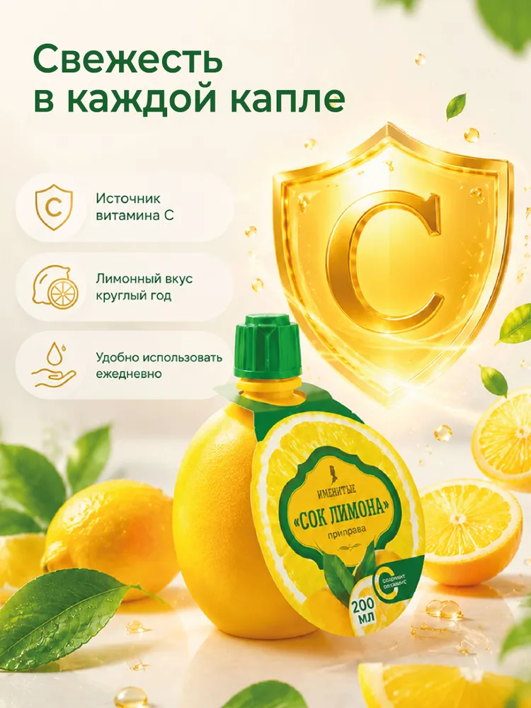 Сок лимона Именитые концентрированный, 200 мл