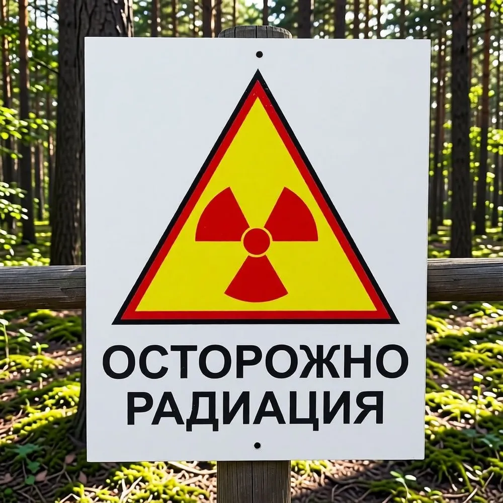 Табличка "ОСТОРОЖНО РАДИАЦИЯ"