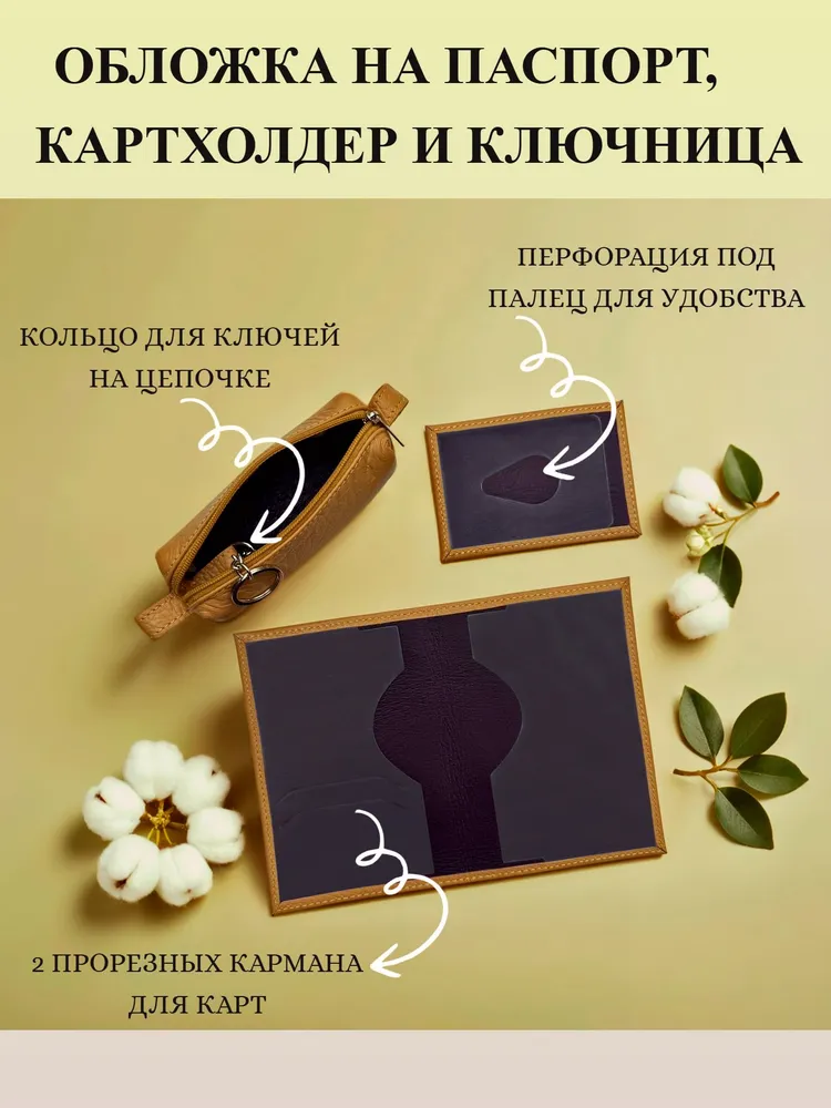Обложка на паспорт, картхолдер, ключница из натуральной кожи Мастеркожа. Товар уцененный